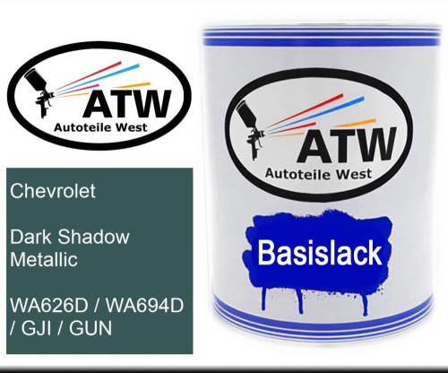 Chevrolet, Dark Shadow Metallic, WA626D / WA694D / GJI / GUN: 1L Lackdose, von ATW Autoteile West.